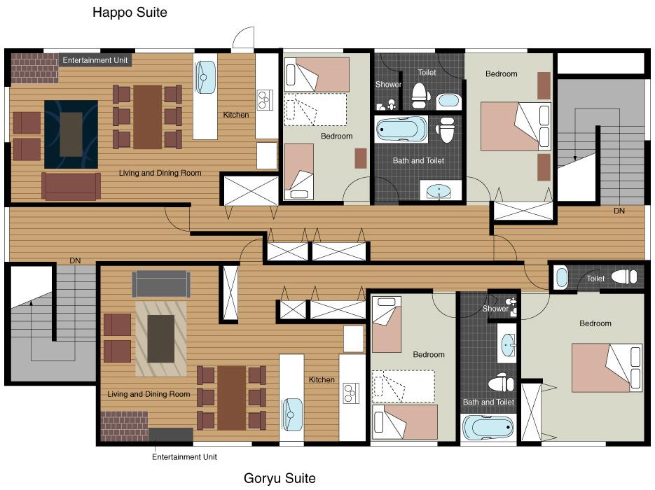 #floorplans 2 Bedroom Happo & Goryu Apartments