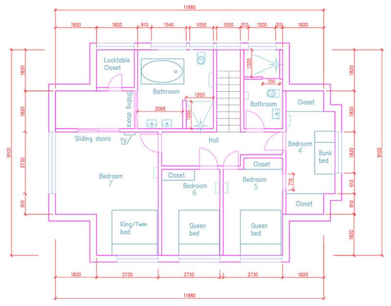 #floorplans 7 Bedroom Chalet Upper Level