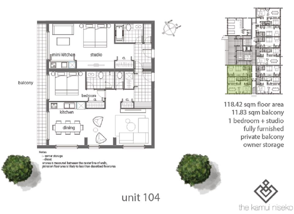 #floorplans Kamui Niseko 1 bedroom + Studio 3