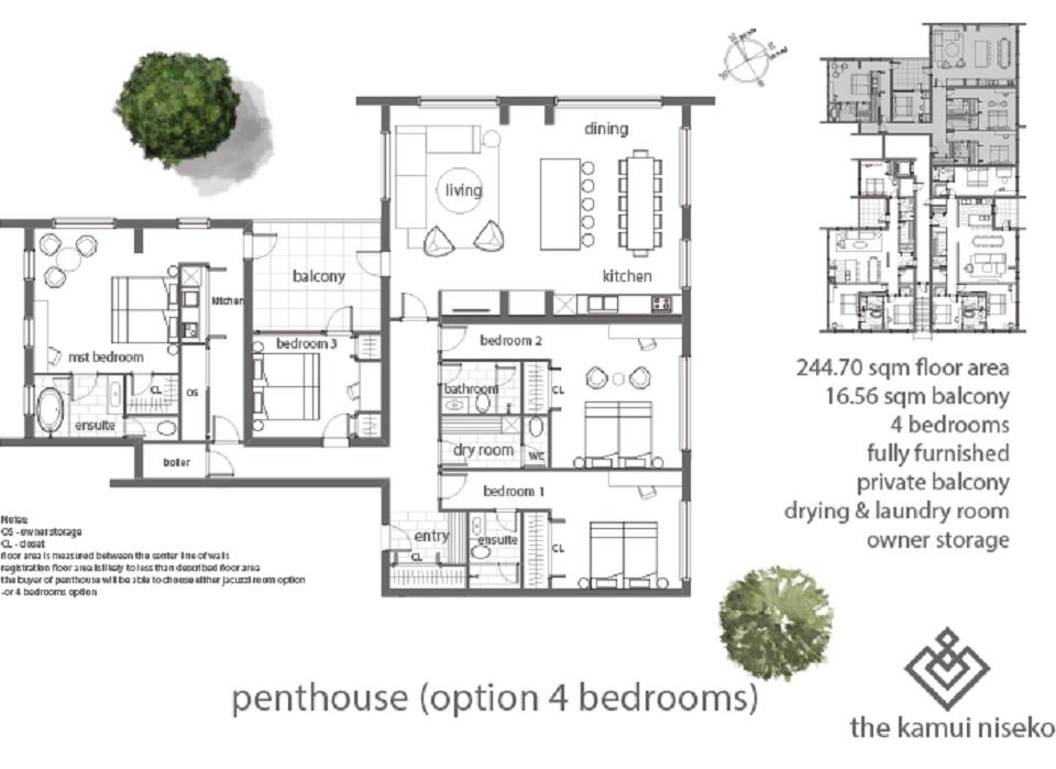 #floorplans Kamui Niseko Penthouse 4 bedroom 
