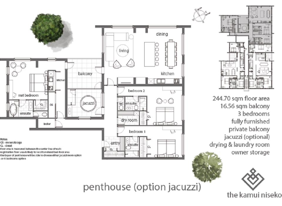 #floorplans Kamui Niseko Penthouse with jacuzzi