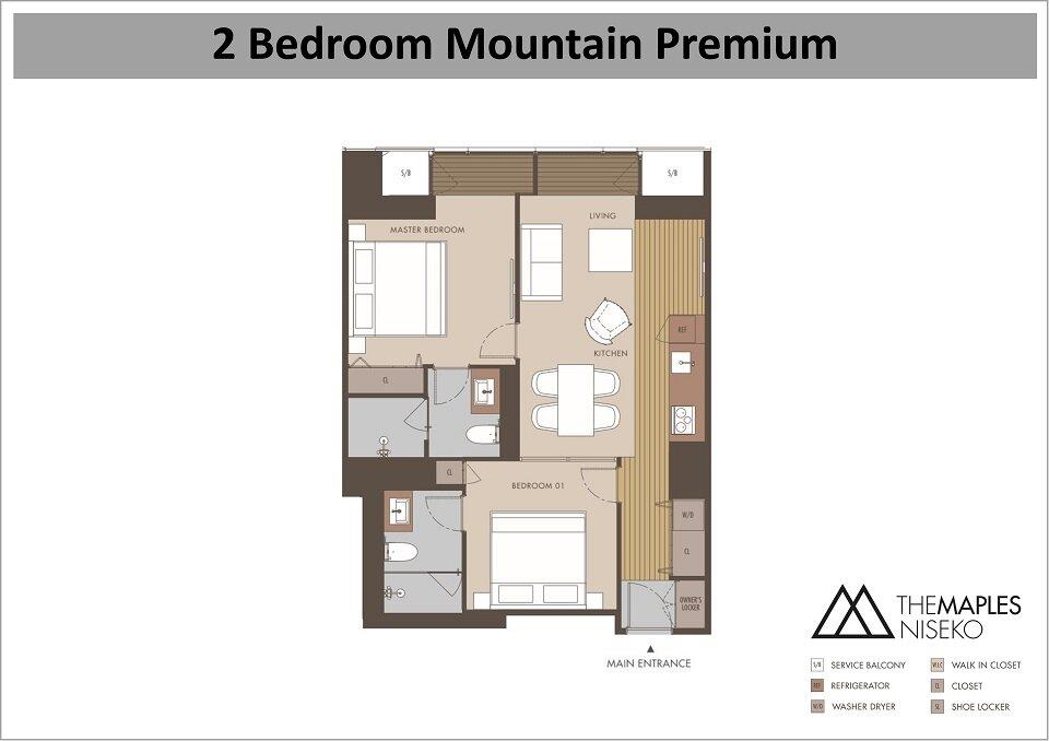 #floorplans Maples Niseko 2bedroom Mountain premium