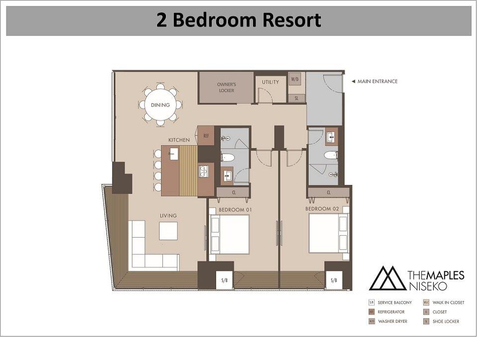 #floorplans Maples Niseko 2bdr resort 