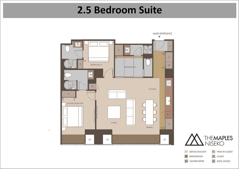 #floorplans Maples Niseko 2.5 bdr Suite