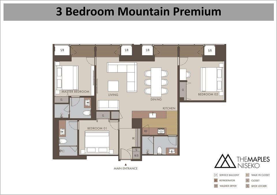 #floorplans Maples Niseko 3bdr Mountain Premium