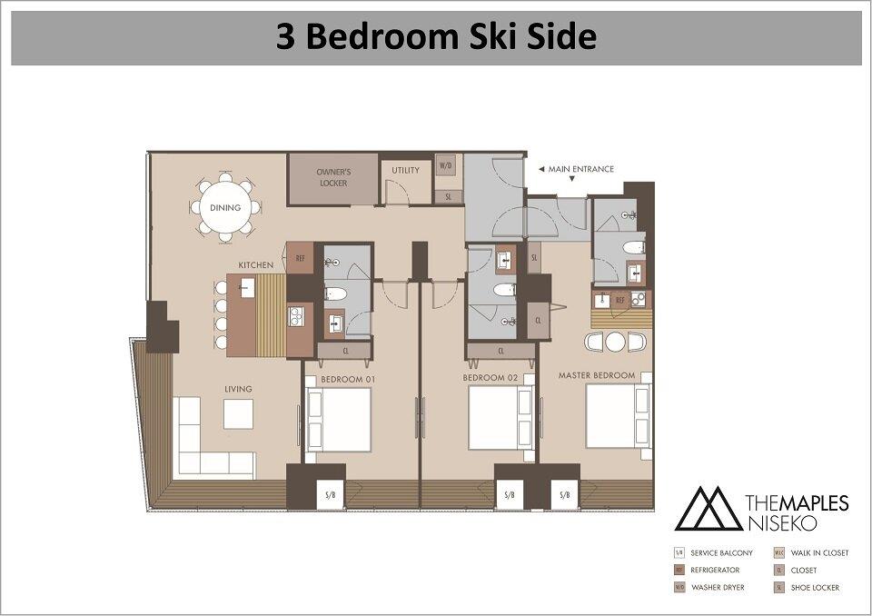 #floorplans Maples Niseko 3bdr Ski Side