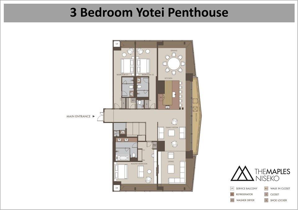 #floorplans Maples Niseko 3bdr Yotei Penthouse