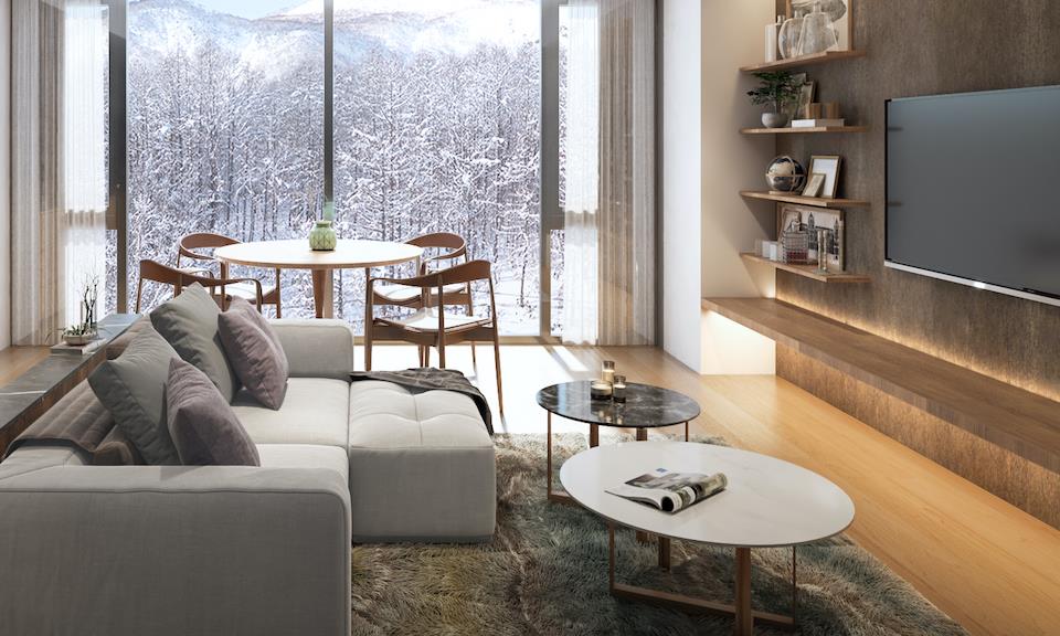 Niseko Accommodation Intuition 5 -2 BR Superior and 1 BR-Living Area