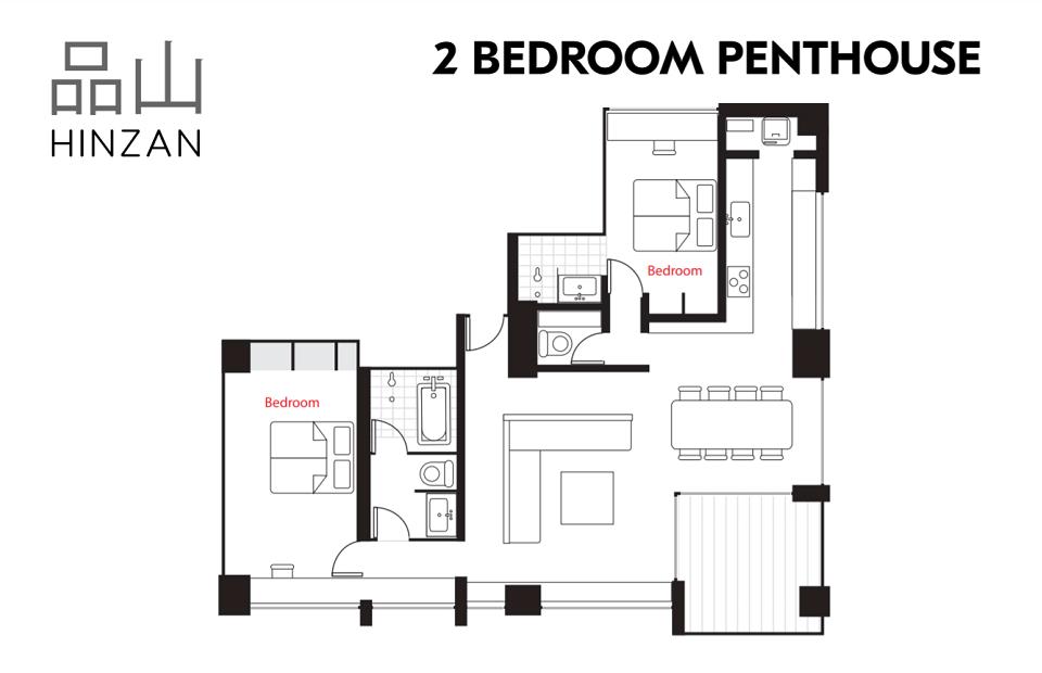 #floorplans Hinzan 2bedroom Penthouse