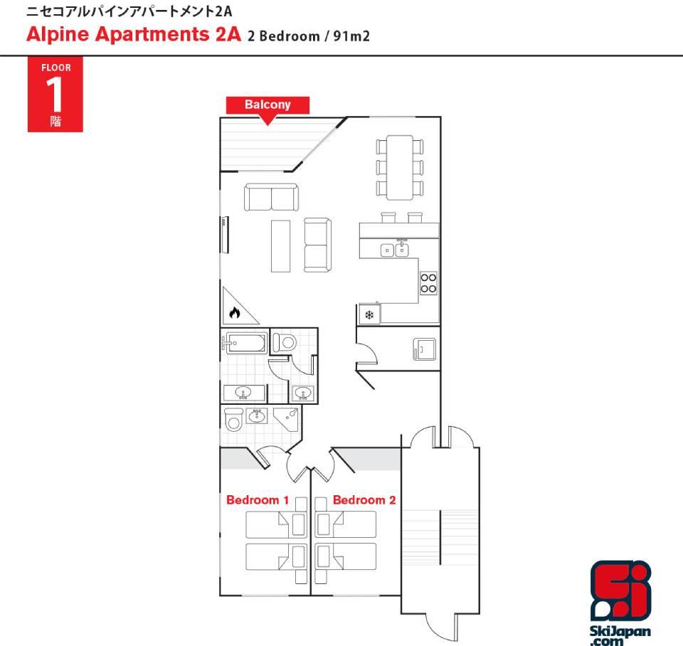 #floorplans Niseko Alpine Apartments 2A 