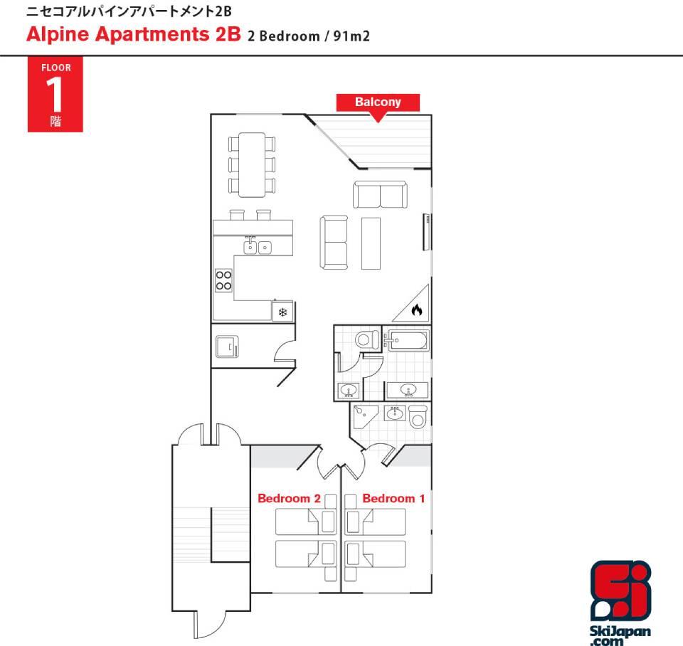 #floorplans Alpine Apartments 2B