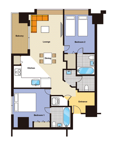 #floorplans 2 Bedroom Deluxe Apartment