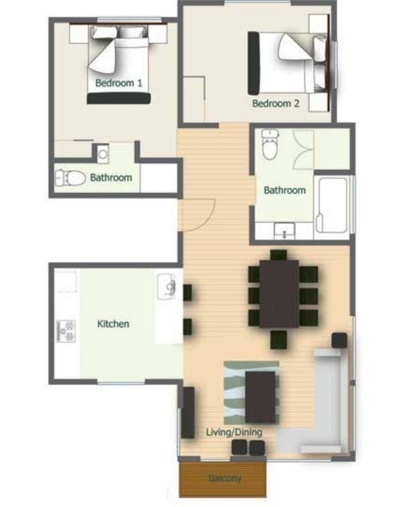 #floorplans Apartment 9, 2 Bedroom 2 Bathroom
