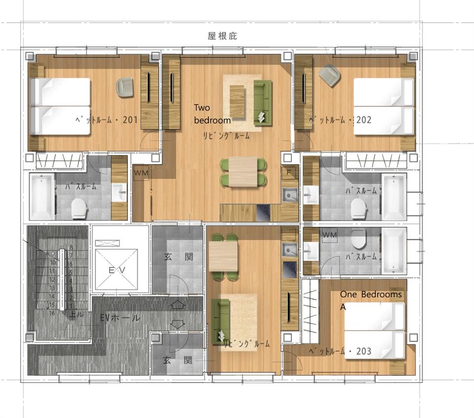 #floorplans 2 Bedroom Apartment and 1 Bedroom (type A) Apartment