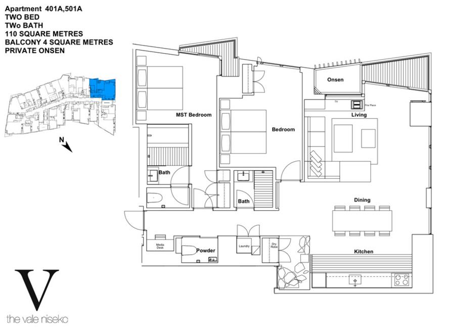 #floorplans The Vale 2 Bedroom Ski View Deluxe with Onsen
