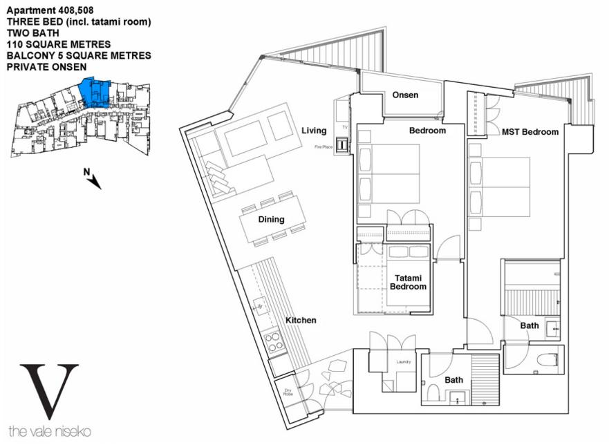 #floorplans The Vale 3 Bedroom Ski Side Deluxe with Onsen
