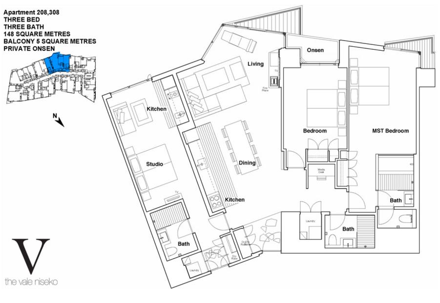 #floorplans The Vale 3 Bedroom Ski Side with Onsen