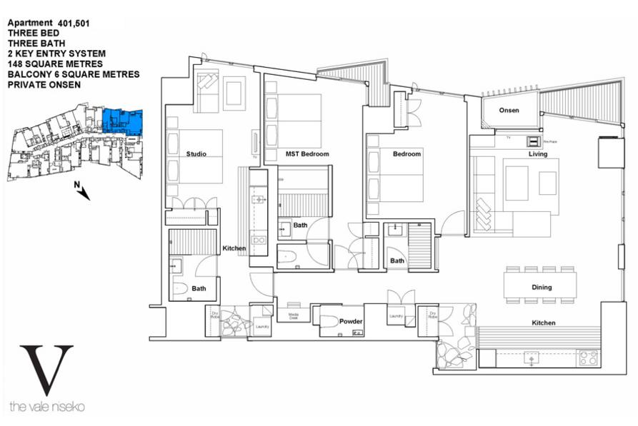 #floorplans The Vale 3 Bedroom Ski Side with Onsen
